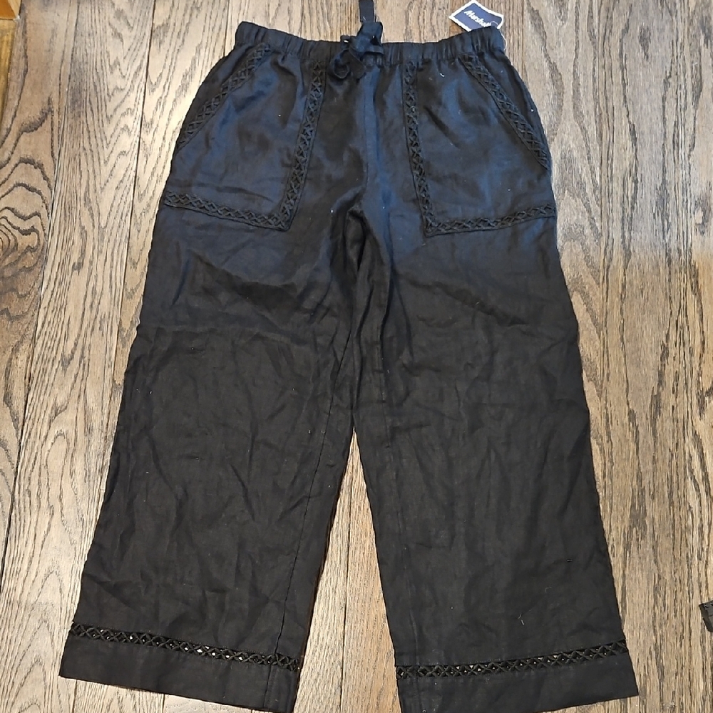 Joie Black Linen Wide-Leg Pants